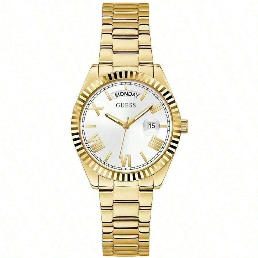 Guess Women's Quartz Watch, Quartz Movement, Stainless Steel Strap, Stainless Steel Case, Suitable For Daily Wear, Parties And Other Occasions - GW0308L2 - White and Gold Strap - View 1