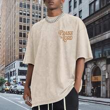 100% Cotton Christian Jesus Shirts For Men Religious Praise The Lord Bible Verse Shirt Oversized Graphic Tees Acid Wash Tshirt- Unisex Women's & Men - 杏色 - 查看 2
