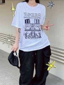Short-Sleeved T-Shirt For Women, Summer, Round Neck, Loose Top - White - View 2