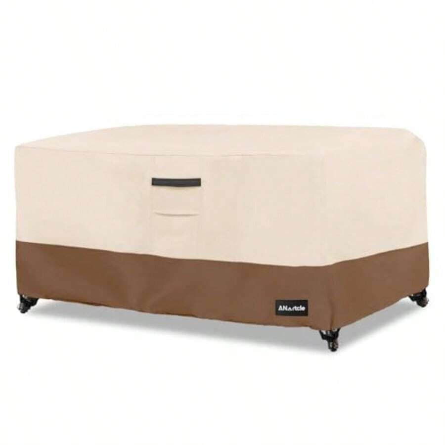 Funda de mesa de centro para patio resistente al agua rectangular 600D fundas para muebles de patio 48 x 28 x 16 pulgadas beige y café. - Funda para mesa de café - Ver 1