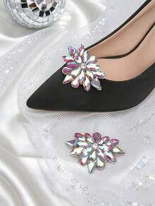 2 chiếc phụ kiện trang trí giày có thể tháo rời, đính đá, thủy tinh, kim loại màu trắng, vàng, đen, hình hoa, tam giác, ngôi sao, thời trang, thanh lịch dành cho giày cao gót, giày bít mũi, giày công sở nữ. - Nhiều màu - Xem 6