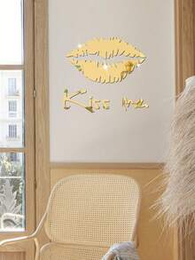 A Set Of Silver And Gold Lip Mirror Surfaces Stickers - Mirror Wall Stickers - View 7