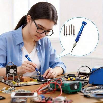 Conjunto de Chave de Fenda Multifuncional 5 em 1 | Ferramentas de Precisão Magnéticas, Adequadas para Óculos, Relógios, Laptops e Smartphones, Feitas de Aço Inoxidável Durável, Chave de Fenda Portátil para Óculos para Reparos, Material de Metal, Sem Necessidade de Eletricidade.