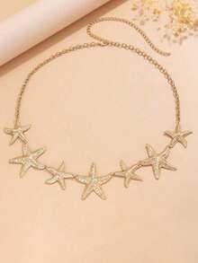 1件海洋度假风海星腰链，性感沙滩仿珍珠花朵身体链，适合女性日常及度假穿着 - 款式1 - 查看 3