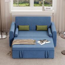 Jooli H 2 Seater Sofa Bed, 3-In-1 Convertible Pull Out Sleeper Sofa With 3-Position Adjustable Backrest, Side Pockets For Living Room, Guest Room, Blue - Blue - Two-seater - View 7