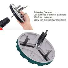 Adjustable Punching Saw Round Hole Opener Tools with Positioning Bit and 3 Tooth Blades - Sierra de punzonado ajustable - Ver 3