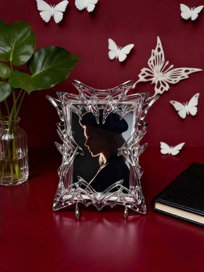 1 حامل بطاقة صور، حامل بطاقة ألبوم صور مطلي بالفضة من الراتنج، إطار صور غير متماثل بمقاس 12.56 * 3.74 بوصة، مناسب لحفظ الصور وبطاقات الطلاب والبطاقات الشخصية والبنكية والشارات وبطاقات الذاكرة وبطاقات الهوية، تصميم عصري