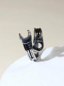 男士独特扳手造型戒指 1 件 - 復古銀色 - 查看 3