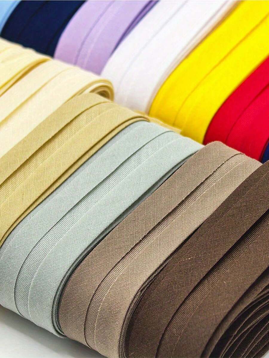 5.5cm Single Fold Edging Tape, Pre-Folded Elastic Tape Suitable For Sewing, Folding, Handmade And Home Decor, Multi-Functional Fabric Trim And Garment Embellishment, Sewing Decorative Tape, Smooth Texture, Flat Fabric, Neat Edging, Durable Decorative Tape, DIY Projects - Multicolor - View 1