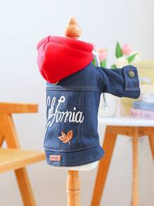 1pc Pet Clothes Dog Jacket Coat, Durable, Dirt-Resistant, Wear-Resistant, Small Dog Outfit With Hood And 4 Legs - California Jacket - Blue - View 6