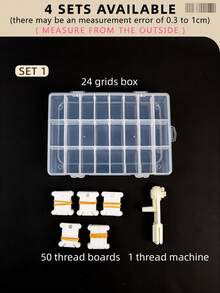1 Set Handmade DIY Embroidery Cross Stitch Thread Box Kit, Sewing Storage Box Tools Including Needle Case, Thread Organizer, Bobbin Winder, Threader, Ripper, Scissors, Needles, Thimble - A - View 15