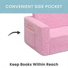 Cozee Flip-out Sherpa 2-in-1 Convertible Sofa to Lounger for - Rosa - Ver 5