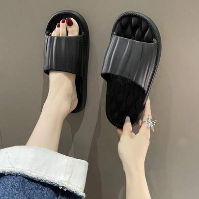 2026 New EVA Cooling Slippers For Women's Home, Anti Slip Home, Couple's Soft Bottom, And Anti Slip One Line Drag, Men's Slippers, Solid Color