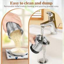 COOL KNIGHT - Molinillo de hierbas molinillo de especias molinillo eléctrico con temporizador cuchillas de acero inoxidable 304 y tazón de acero inoxidable extraíble gran capacidad para moler - Grano de madera 3 - Ver 5