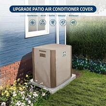 HAMLER Cubiertas de aire acondicionado para unidades exteriores cuadrado exterior para hasta 36 x 36 x 39 pulgadas impermeable a prueba de polvo y resistente al viento cubiertas de CA centrales duraderas - Marrón Beige - Ver 2