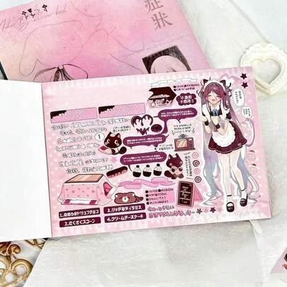 Sách sưu tập sticker, chất liệu trang trí sổ lưu niệm và nhật ký dày dặn, nhiều loại sticker màu sắc để tự làm, món quà lý tưởng cho sinh nhật, ngày lễ và phụ nữ.