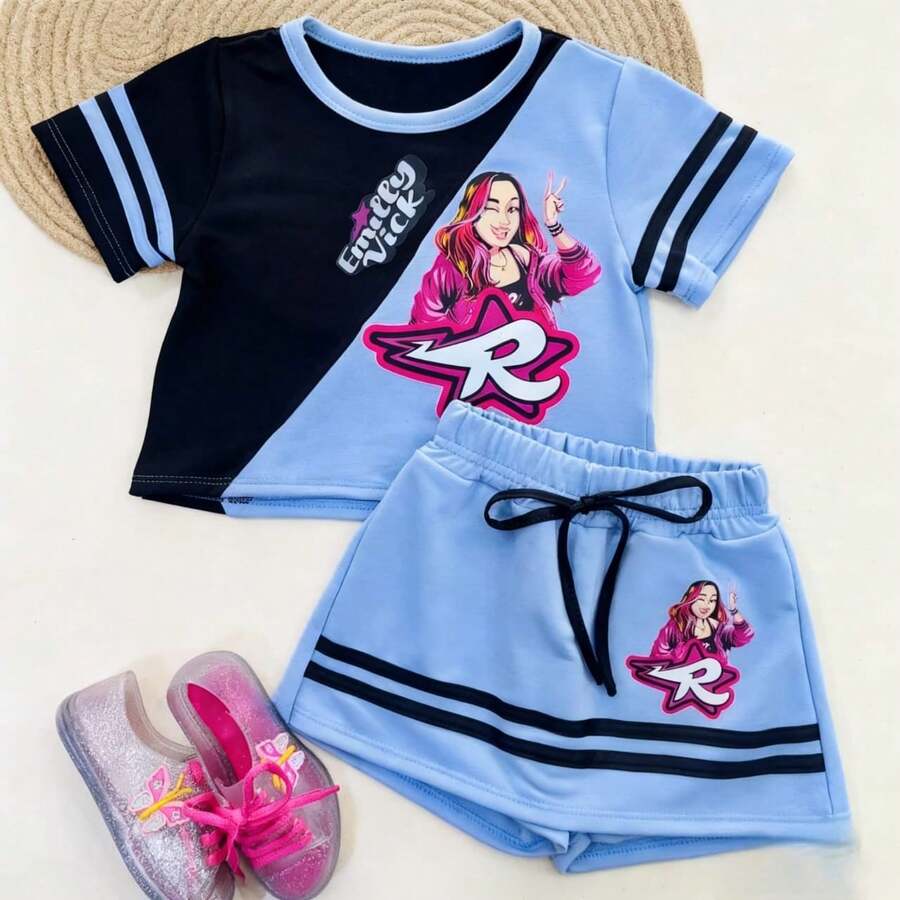 Emily Vick Girl's Outfit Set. - Blue - View 1