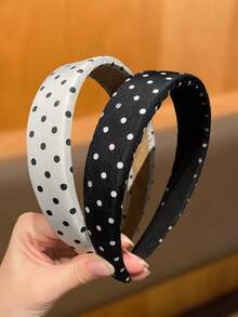 2pcs Polka Dot Casual Polyester Headbands, Women Hair Accessories, Gift Recommendation Hairband Hair Hoop - Multicolor - View 3