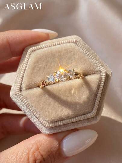 1ct Anillo de compromiso con diamante de moissanita incoloro, elegante joyería de boda, anillo de boda para mujer, joyería nupcial, anillo de promesa