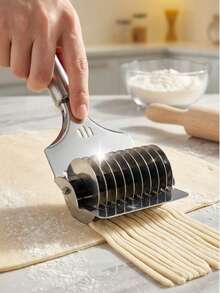 1 pieza (estilo aleatorio) Cortador de pasta y máquina de espaguetis de acero inoxidable de 8.8 pulgadas, rodillo de masa manual con cuchillas múltiples, extrusor de fideos y cortador de enrejado italiano para la cocina - Ver 2