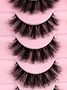 Hinarin 10对D卷翘蓬松假睫毛，浓密卷翘，丰盈效果，3D水貂毛假睫毛，纤细6D浓密假睫毛条，提升眼部轮廓，打造精致妆容。 - 黑色 - 查看 7