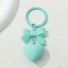 Y2K Bow Heart Keychain Cute Cool Matte Color Key Ring Purse Bag Backpack Car Key Charm Earbud Case Accessory Women   Gift - 黑色 - 查看 3
