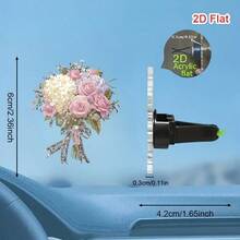 1个粉色花朵亚克力汽车出风口夹式香薰器，无香型，汽车内饰配件，情人节礼物，可自行添加香氛 - 花朵出風口 - 查看 4