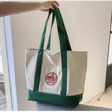 3PCS-Trader Joe Large Tote Shopping Bag Cotton Canvas Embroidered Bag - Multicolor - View 7