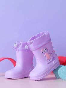 Cartoon Kids Rain Boots, Girls Mid-Calf Rain Shoes, Boys Waterproof Rubber Boots - Violet Purple - View 5