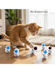 5pcs Cat Rocking Toys | Natural Swing Rolling Cat Toys, Battery-Free, Random Styles, Lightweight Plastic Cat Puzzle Toys, Tailona - Multicolor - View 2