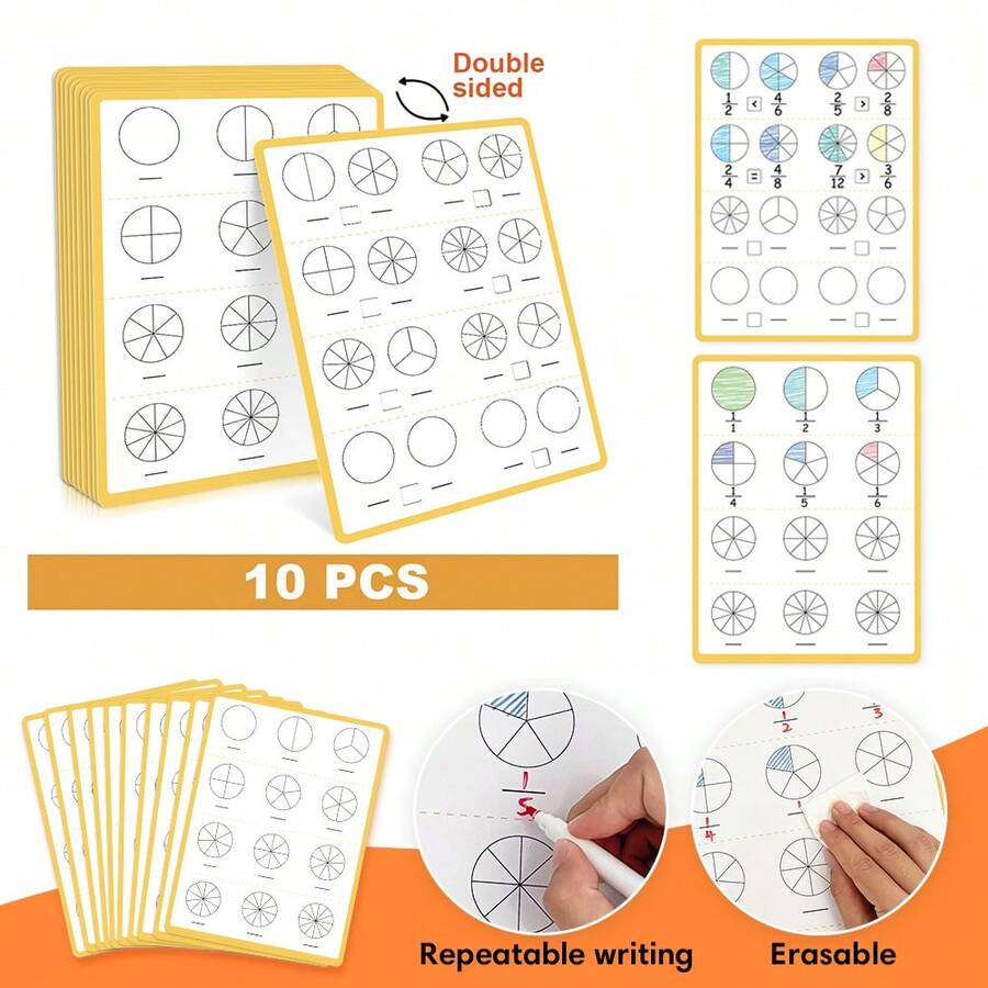 10 Sheets Phonemic Awareness Syllable Dry Erase Board, Phonic Cards Writing Pad, Double Sided Dry Erase Board Writable And Erasable Phonics Learning White Board For Kids, Students, Classroom And Home, Early Education Learning Tool
