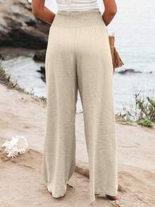 European & American Casual Wide Leg Loose Fit Long Pants, Summer New Arrival Spring - Apricot - View 2