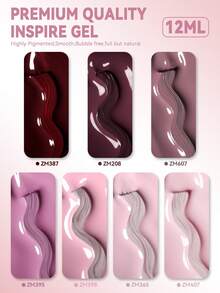 ZIMOOM 12毫升裸粉色凝胶指甲油，高显色度，涂抹顺滑，可卸除，适合夏季粉色美甲、红棕色美甲，使用UV/LED美甲灯固化，适用于美甲沙龙和家庭DIY美甲。 - 彩色 - 查看 5