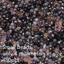 480 hạt thủy tinh đen dẹt 4mm/gói, phụ kiện tự làm trang sức cho nhẫn, vòng tay, dây chuyền, bông tai, lắc chân. - Nhiều màu - Xem 22