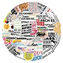 50Pcs Funny German Stickers Motivational Stickers Inspirational Stickers Positive Stickers Affirmation Stickers Vinyl Waterproof Stickers For Journaling Computer Scrapbook Luggage Water Bottle Phone - H - View 2