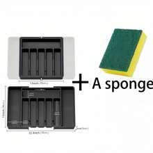 1pc Expandable Kitchen Utensil Storage Box, Compartmentalized Design, Can Store Chopsticks, Spoons And Kitchen Tools, Drawer-Style Divided Storage Box, Cabinet Cutlery Organizer, Perfect Utensil Organizer - Multicolor - View 12