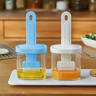 1pc Multi-Functional Portable Basting Brush (With Oil Bottle) - Nylon/Silicone Coated And Basting Brush, Suitable For Cooking, Baking And Grilling - Transparent Cover And Ergonomic Handle, High-Temperature Resistant Basting Brush With Integrated Oil Bottle, Essential Kitchen Tool