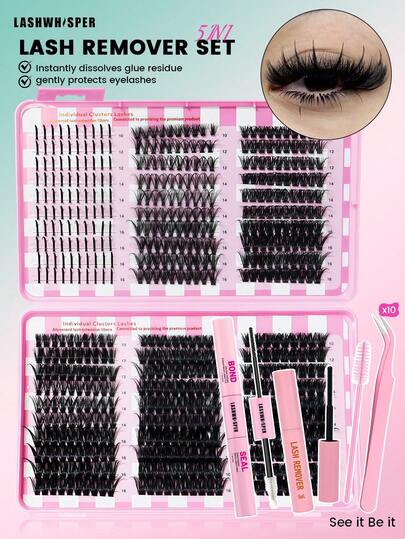 Wispy Manga Individual Lashes, DIY Lash Extension, Natural Volume False Eyelashes DIY Spiky Lash Clusters, Wispy Manga Style Individual Lashes, D Curl Natural Volume False Eyelashes For DIY Lash Extension