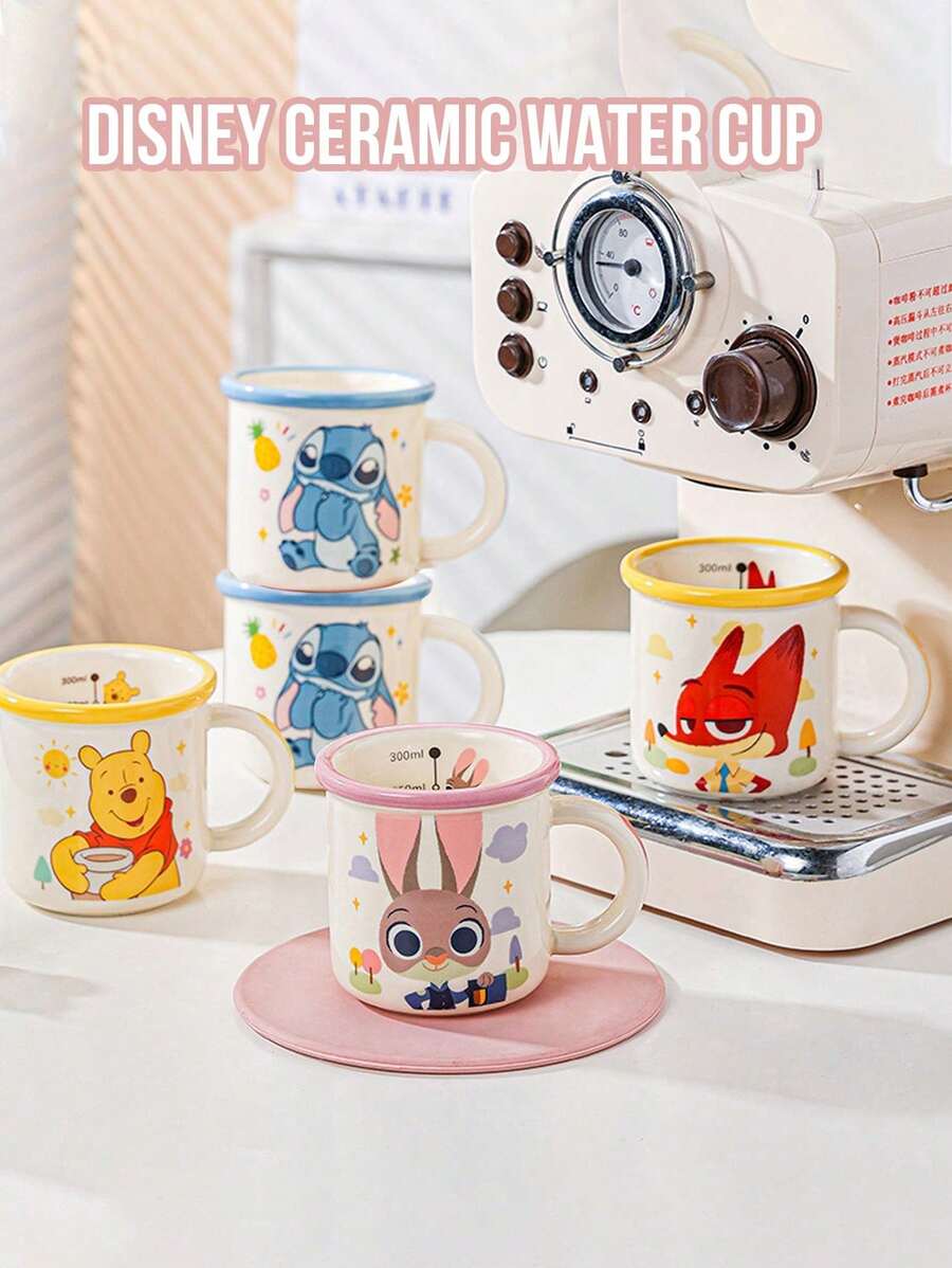 Disney Ceramic Water Cup, Premium Ceramic, Vibrant Printed Patterns, Ergonomic Handle, Non-Slip Base, Easy To Clean, Home, Office, Kitchen, Dining, Study, Daily Use, Collection, Disney Fans, Anime Enthusiasts, Holiday Gifts, Birthday Gifts, Family & Friends Gifts