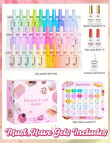 Beetles 30 Colors 10ml Each HEMA Free Spring Gel Polish Kit With Top And Base Coat, Swatch Card Soak Off UV LED Manicure - Tiệc tráng miệng - Xem 7