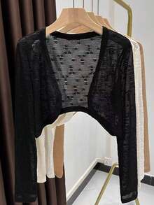 1 chiếc áo khoác ren trắng, áo choàng mỏng nhẹ cho váy, áo khoác bolero tay ngắn mùa hè. - Nhiều màu - Xem 2