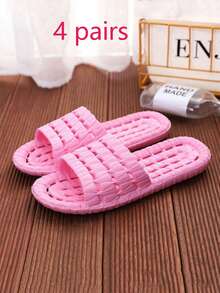 Non-Slip Slippers, Unisex Couples Style, Bathroom Shower Quick Drying Slip-On House Slippers - Pink - View 11