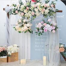 1 pièce Vase à fleurs en acrylique transparent de 80 cm de hauteur, support de présentation florale géométrique, décoration élégante pour mariage/anniversaire/fête/table de salle à manger, sur pied - Transparent - Voir 3