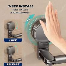 Toallero de baño con ventosa giratoria de 180°, expandible de 30 a 60 cm, ahorra espacio, ideal para esquinas y montaje en pared, con estante extraíble para esquinas/planos, baño y cocina. - Gris - Ver 13