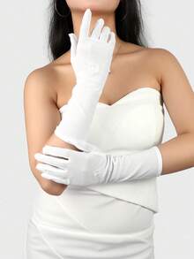 1 双女士蕾丝防晒手套，轻薄夏季骑行驾驶手套，防紫外线中长款新娘婚礼手套 - A - 查看 6