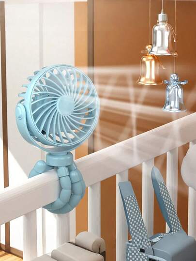 Mini ventilador portátil de mano personal, con luz nocturna, ventilador para cochecito de bebé, asiento de coche, alimentado por USB o batería, con trípode flexible para sujetar en estudiante, cama, escritorio, bicicleta, cuna, cinta de correr, camping, viajes