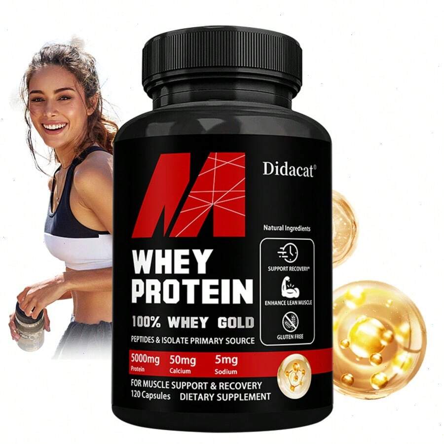 Whey Protein Capsules - With Protein, Calcium, Potassium, Sodium, Iron - Support Energy Levels Health - 120 Capsules - 1瓶 - 查看 1
