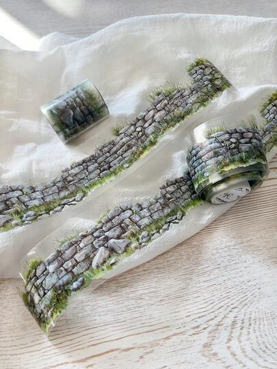 1卷2米墙面及花园主题和纸胶带，复古创意美学贴纸，DIY装饰拼贴工艺用品，节日礼物，个性化剪贴簿学习文具