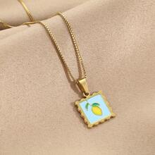 1 pieza Colgante cuadrado de moda con limón y cereza - Multicolor - Ver 6