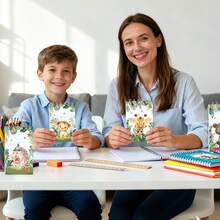 10本动物图案螺旋笔记本，学生笔记本，词汇笔记本，素描本，便签本，学习用品，学生奖品，派对笔记本，返校文具，圣诞节便签本 - 彩色 - 查看 5